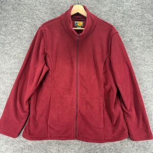 Bass Pro Shops Jacket Men XL Red Full Zip Fleece Long Sleeve Pockets High Neck